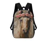 sinyumoney 3D Printed Children's School Horse with Flower Crown Art Print Backpack for Kids High Capacity Travel Rucksacks Book Bags Kids School Bag Back Pack 17inch