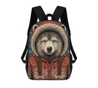 sinyumoney 3D Printed Children's School Husky Dog Christmas Art Backpack for Kids High Capacity Travel Fashion Rucksacks Kids School Bag Casual Back Pack 17inch