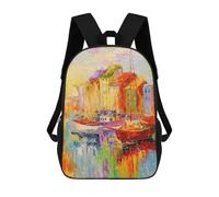 sinyumoney 3D Printed Children's School In The Morning at The Pier Backpack for Kids High Capacity Travel Fashion Rucksacks Kids School Bag Casual Back Pack 17inch