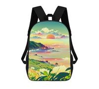 sinyumoney 3D Printed Children's School Island Sunset Paradise Backpack for Kids High Capacity Travel Rucksacks Book Bags Kids School Bag Back Pack 17inch