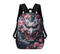 sinyumoney 3D Printed Children's School Japanese Demon Mask Art Print-1 Backpack High Capacity Travel Book Bags Fashion Rucksacks Kids School Casual Back Pack 17inch