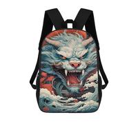 sinyumoney 3D Printed Children's School Japanese Dragon Tattoo Design Backpack High Capacity Travel Book Bags Fashion Rucksacks Kids School Casual Back Pack 17inch