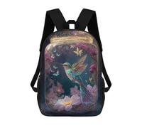 sinyumoney 3D Printed Children's School Jeweled Hummingbird in A Glass Dome Backpack for Kids High Capacity Travel Rucksacks Book Bags Kids School Bag Back Pack 17inch