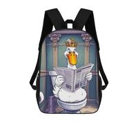 sinyumoney 3D Printed Children's School King Duck on The Toilet Backpack High Capacity Travel Book Bags Fashion Rucksacks Kids School Casual Back Pack 17inch