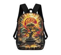 sinyumoney 3D Printed Children's School Kintsugi Asian Bonsai Backpack for Kids High Capacity Travel Fashion Rucksacks Kids School Bag Casual Back Pack 17inch