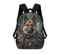 sinyumoney 3D Printed Children's School Knightly German Shepherd Armor Backpack for Kids High Capacity Travel Rucksacks Book Bags Kids School Bag Back Pack 17inch