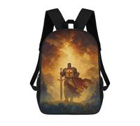 sinyumoney 3D Printed Children's School Knightly Valor in Golden Light Backpack High Capacity Travel Book Bags Fashion Rucksacks Kids School Casual Back Pack 17inch
