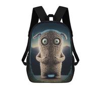 sinyumoney 3D Printed Children's School Knitted Monster Gazing Out Window Backpack for Kids High Capacity Travel Fashion Rucksacks Kids School Bag Casual Back Pack 17inch