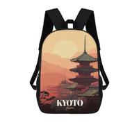 sinyumoney 3D Printed Children's School Kyoto Japan Pagoda Sunset Art Backpack for Kids High Capacity Travel Fashion Rucksacks Kids School Bag Casual Back Pack 17inch