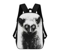 sinyumoney 3D Printed Children's School Lemur Beauty Watercolor Backpack for Kids High Capacity Travel Rucksacks Book Bags Kids School Bag Back Pack 17inch