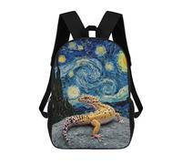 sinyumoney 3D Printed Children's School Leopard Gecko on Rock, Starry Night Backpack for Kids High Capacity Travel Fashion Rucksacks Kids School Bag Casual Back Pack 17inch