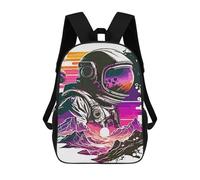sinyumoney 3D Printed Children's School Line Art Astronaut Backpack High Capacity Travel Book Bags Fashion Rucksacks Kids School Casual Back Pack 17inch
