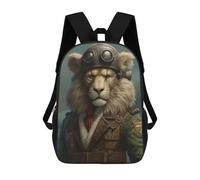sinyumoney 3D Printed Children's School Lion As A Pilot Backpack for Kids High Capacity Travel Fashion Rucksacks Kids School Bag Casual Back Pack 17inch