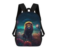 sinyumoney 3D Printed Children's School Lion in A Fantasy Garden Backpack for Kids High Capacity Travel Fashion Rucksacks Kids School Bag Casual Back Pack 17inch