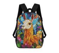sinyumoney 3D Printed Children's School Llama in Flowers Backpack High Capacity Travel Book Bags Fashion Rucksacks Kids School Casual Back Pack 17inch