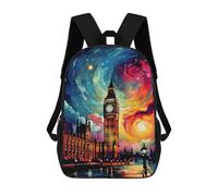 sinyumoney 3D Printed Children's School London's Vibrant Night Sky Backpack High Capacity Travel Book Bags Fashion Rucksacks Kids School Casual Back Pack 17inch