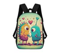 sinyumoney 3D Printed Children's School Love Monsters in Pastel Colors Backpack for Kids High Capacity Travel Rucksacks Book Bags Kids School Bag Back Pack 17inch