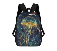 sinyumoney 3D Printed Children's School Magical Jellyfish in Space Backpack High Capacity Travel Book Bags Fashion Rucksacks Kids School Casual Back Pack 17inch
