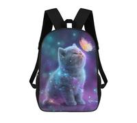 sinyumoney 3D Printed Children's School Magical Kitten with Butterfly Backpack High Capacity Travel Book Bags Fashion Rucksacks Kids School Casual Back Pack 17inch