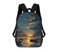 sinyumoney 3D Printed Children's School Magical Night Sky Over The Sea Backpack High Capacity Travel Book Bags Fashion Rucksacks Kids School Casual Back Pack 17inch