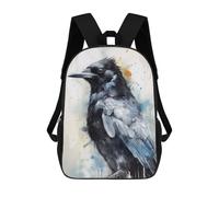 sinyumoney 3D Printed Children's School Magpie Beauty Black Ink Backpack for Kids High Capacity Travel Fashion Rucksacks Kids School Bag Casual Back Pack 17inch
