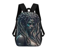 sinyumoney 3D Printed Children's School Medusa's Serpent Veil Backpack for Kids High Capacity Travel Rucksacks Book Bags Kids School Bag Back Pack 17inch