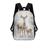 sinyumoney 3D Printed Children's School Merry Xmas Deer Family Backpack High Capacity Travel Book Bags Fashion Rucksacks Kids School Casual Back Pack 17inch