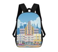 sinyumoney 3D Printed Children's School Miami Beach Travel Print Backpack for Kids High Capacity Travel Fashion Rucksacks Kids School Bag Casual Back Pack 17inch