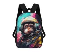 sinyumoney 3D Printed Children's School Monkey Astronaut Space Suit Backpack High Capacity Travel Book Bags Fashion Rucksacks Kids School Casual Back Pack 17inch
