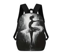 sinyumoney 3D Printed Children's School Monochrome Ballerina Painting Dance Wall Art Backpack for Kids High Capacity Travel Fashion Rucksacks Kids School Bag Casual Back Pack 17inch