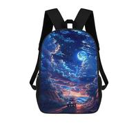sinyumoney 3D Printed Children's School Moonlit Adventure Drive Backpack High Capacity Travel Book Bags Fashion Rucksacks Kids School Casual Back Pack 17inch