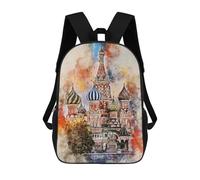 sinyumoney 3D Printed Children's School Moscow in Watercolor Backpack High Capacity Travel Book Bags Fashion Rucksacks Kids School Casual Back Pack 17inch