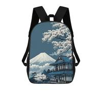 sinyumoney 3D Printed Children's School Mount Fuji And Traditional Japanese House Backpack for Kids High Capacity Travel Fashion Rucksacks Kids School Bag Casual Back Pack 17inch