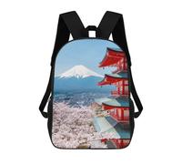 sinyumoney 3D Printed Children's School Mt Fuji And Peace Pagoda Backpack High Capacity Travel Book Bags Fashion Rucksacks Kids School Casual Back Pack 17inch