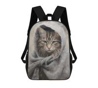 sinyumoney 3D Printed Children's School Mysterious Kitten Backpack for Kids High Capacity Travel Fashion Rucksacks Kids School Bag Casual Back Pack 17inch