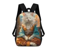 sinyumoney 3D Printed Children's School Mystic Meditating Cat Backpack High Capacity Travel Book Bags Fashion Rucksacks Kids School Casual Back Pack 17inch