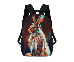 sinyumoney 3D Printed Children's School Native American Rabbit Spirit Backpack for Kids High Capacity Travel Rucksacks Book Bags Kids School Bag Back Pack 17inch
