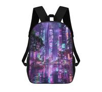 sinyumoney 3D Printed Children's School Neon Cityscape Vibrant Urban Nightlife Backpack High Capacity Travel Book Bags Fashion Rucksacks Kids School Casual Back Pack 17inch