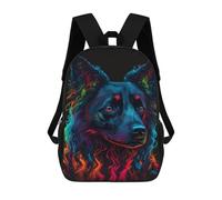 sinyumoney 3D Printed Children's School Neon Dog Art Print-3 Backpack High Capacity Travel Book Bags Fashion Rucksacks Kids School Casual Back Pack 17inch