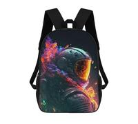 sinyumoney 3D Printed Children's School Neon Explosion Astronaut Backpack High Capacity Travel Book Bags Fashion Rucksacks Kids School Casual Back Pack 17inch