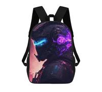 sinyumoney 3D Printed Children's School Neon Helmet Portrait Backpack for Kids High Capacity Travel Fashion Rucksacks Kids School Bag Casual Back Pack 17inch