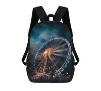 sinyumoney 3D Printed Children's School Night Sky Ferris Wheel Lights Backpack High Capacity Travel Book Bags Fashion Rucksacks Kids School Casual Back Pack 17inch