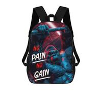 sinyumoney 3D Printed Children's School No Pain No Gain Gorilla Backpack High Capacity Travel Book Bags Fashion Rucksacks Kids School Casual Back Pack 17inch