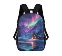 sinyumoney 3D Printed Children's School Northern Lights Cabin Reflections Backpack High Capacity Travel Book Bags Fashion Rucksacks Kids School Casual Back Pack 17inch