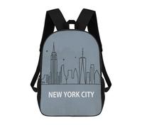 sinyumoney 3D Printed Children's School NYC Skyline Minimalist Art Backpack for Kids High Capacity Travel Fashion Rucksacks Kids School Bag Casual Back Pack 17inch