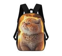 sinyumoney 3D Printed Children's School Orange Cute Cat Backpack High Capacity Travel Book Bags Fashion Rucksacks Kids School Casual Back Pack 17inch