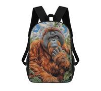 sinyumoney 3D Printed Children's School Orangutan Portrait Backpack High Capacity Travel Book Bags Fashion Rucksacks Kids School Casual Back Pack 17inch