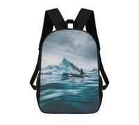 sinyumoney 3D Printed Children's School Orca And Iceberg Majesty Backpack for Kids High Capacity Travel Fashion Rucksacks Kids School Bag Casual Back Pack 17inch