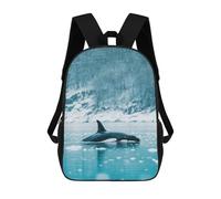 sinyumoney 3D Printed Children's School Orca in Snowy Waters Backpack for Kids High Capacity Travel Fashion Rucksacks Kids School Bag Casual Back Pack 17inch