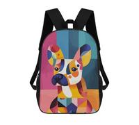 sinyumoney 3D Printed Children's School Original Abstract French Bulldog Dog Portrait Backpack for Kids High Capacity Travel Fashion Rucksacks Kids School Bag Casual Back Pack 17inch